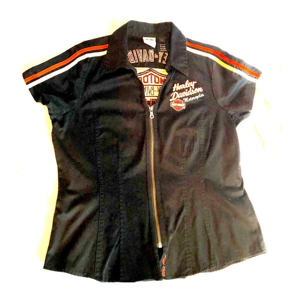 Harley-Davidson zip-front, short-sleeved top. - Picture 1 of 5